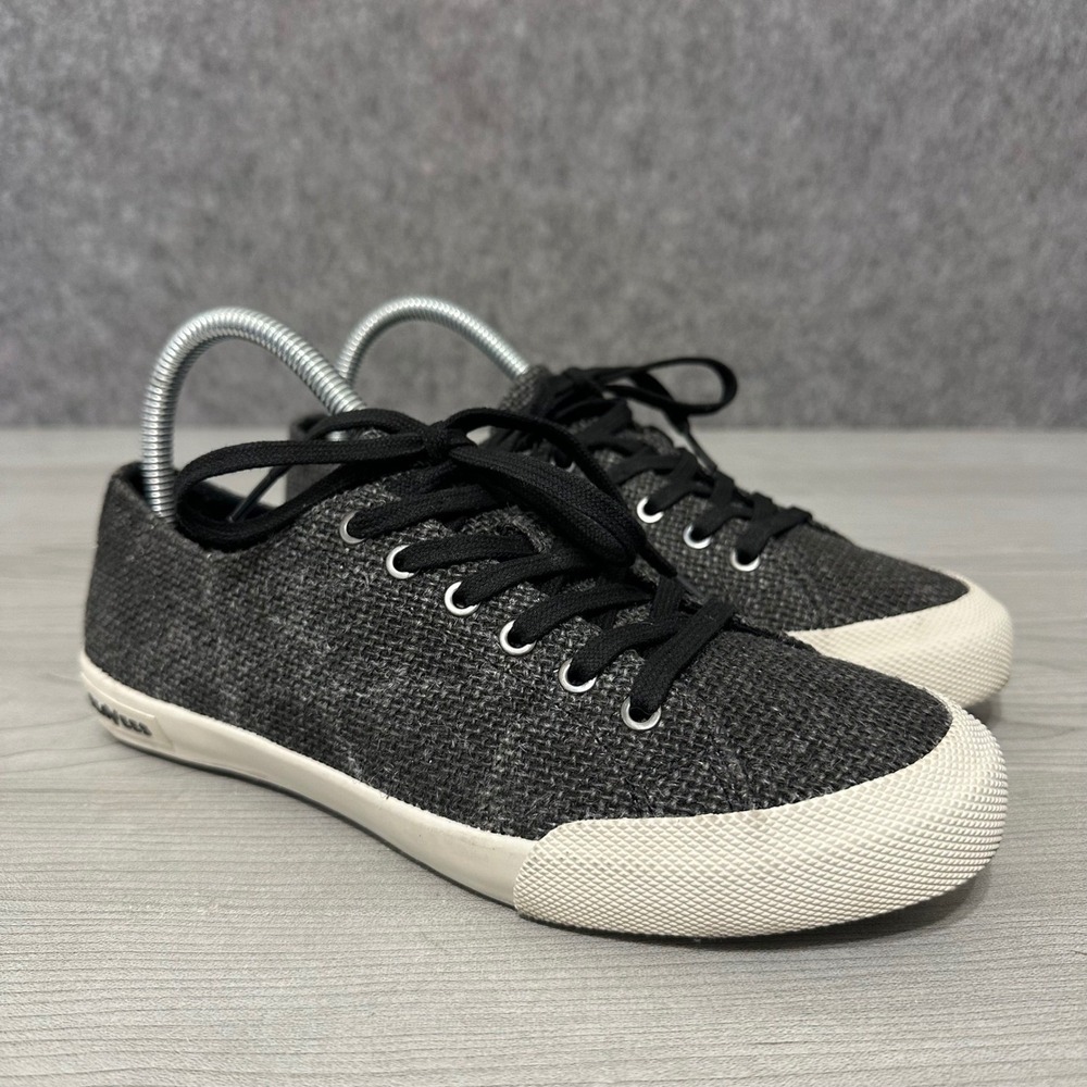 SeaVees‎ Monterey Raffia Lace Up Sneakers Black Womens Size 7.5 40700 Low Top
